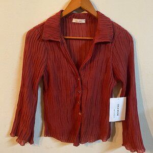 ON A WHIM MEDIUM BURNT ORANGE LONG-SLEEVE TOP